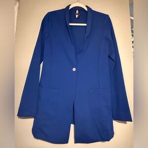 Tommy Hilfiger Blue Single-Button Knit Blazer
